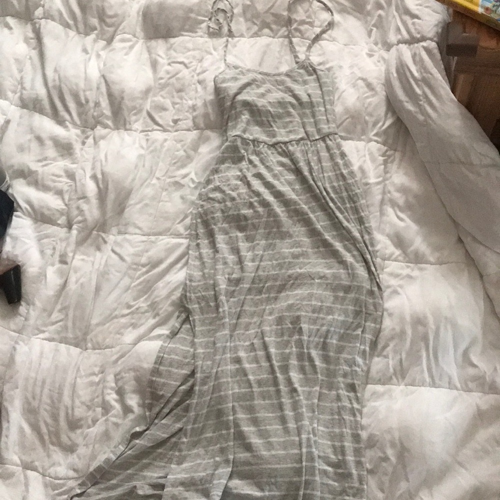 Hollister grey and white striped halter maxi dress